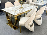 Arianna White and Gold Dining Table 160cm