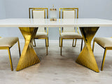 Ravello 160cm Cream & Gold Marble Dining Table