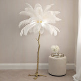 Angelina Premium Cream & Gold Feather Floor Lamp