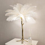 Angelina Premium Cream & Gold Feather Table Lamp