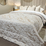 Aurora Luxury Cream & Taupe Marble Effect Bedspread