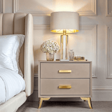 Cara Mink & Gold 2 Drawer Bedside Table