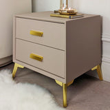 Cara Mink & Gold 2 Drawer Bedside Table