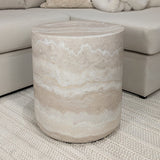 Celeste Round Neutral Marble Effect Side Table