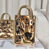 Elise Gold Handbag Decorative Vase