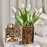 Elise Gold Handbag Decorative Vase