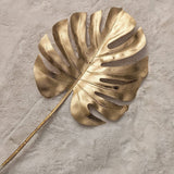Gold Faux Cheese Plant Leaf Single Stem