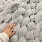 Isla Grey Chunky Ribbed Faux Fur Throw