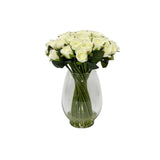Large Cream Faux Rose Arrangement in Fishbowl Vase