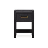 Soho Black Oak Veneer 1 Drawer Bedside Table