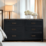 Soho Black Oak Veneer 6 Drawer Chest