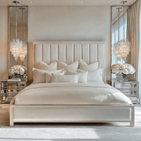 Soho Cream Velvet Bed with Cream Wood Frame