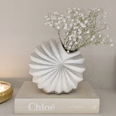 Renew White Textured Shell Decorative Vase