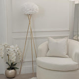 Sara Gold Tripod Feather Floor Lamp