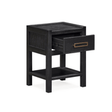 Soho Black Oak Veneer 1 Drawer Bedside Table