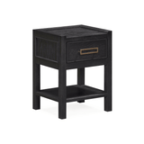 Soho Black Oak Veneer 1 Drawer Bedside Table