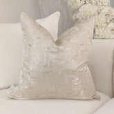 Sorrel Cream & Gold Metallic Abstract Patterned Cushion - 50x50cm
