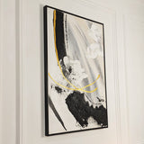 Verona Black, Taupe & White Abstract Paint Brush Effect Textured Canvas Wall Art