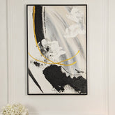 Verona Black, Taupe & White Abstract Paint Brush Effect Textured Canvas Wall Art