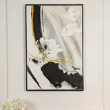 Verona Black, Taupe & White Abstract Paint Brush Effect Textured Canvas Wall Art