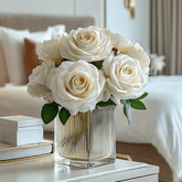 White Faux Peony Rose Single Stem Flower