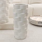 Willow Medium White Ribbed Ceramic Vase