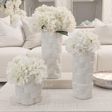 Willow Medium White Ribbed Ceramic Vase