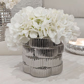 Willow Silver Ribbed Ceramic Planter