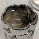 Willow Silver Ribbed Ceramic Planter