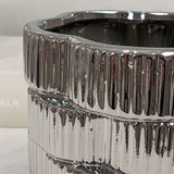 Willow Silver Ribbed Ceramic Planter