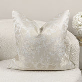 Yasmin Gold & Cream Metallic Cloud Print Cushion - 50x50cm