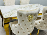 Sofia 150cm Ceramic Cream& Gold Frame Table And 4 chair