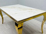 Sofia 150cm Ceramic Cream& Gold Frame Table And 4 chair
