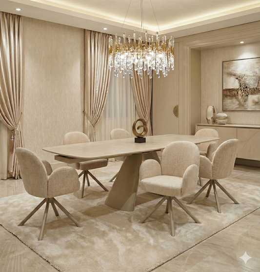 Gstaad Beige Extendable Stone Table