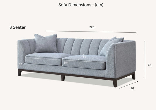 ALUXO® Cooper 3 Seater Sofa in Dolphin Boucle
