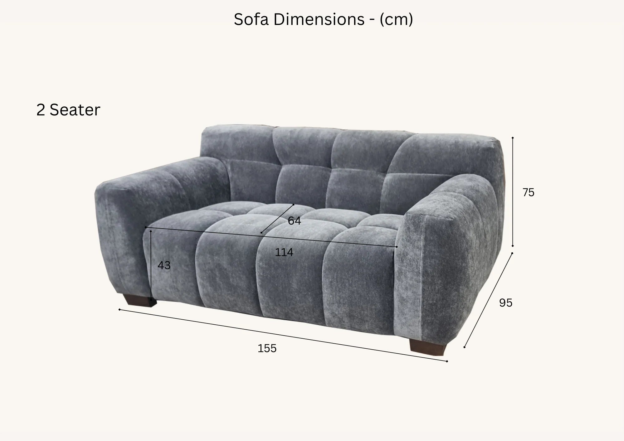 ALUXO® Harlem Sofa Range in Steel Velvet