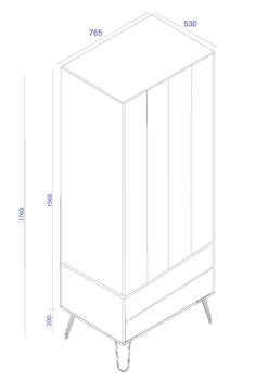 AGD582	Driftwood Augusta 2 door, 2 drawer wardrobe