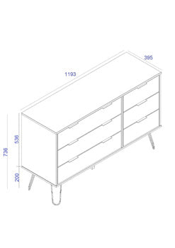 AGG533	Grey Augusta 3+3 drawer wide chest