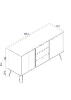 AGG916	Grey Augusta medium sidebaord with 2 doors, 3 draw