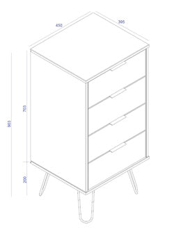 AGW517	White Augusta 4 drawer narrow chest