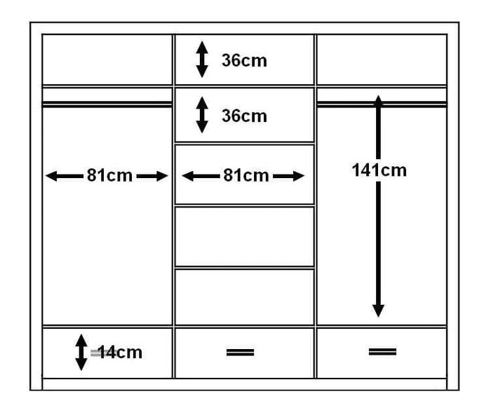 3 Sliding Door Wardrobe 250cm - Italiancityfurniture