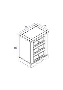 CR511	3 drawer bedside cabinet