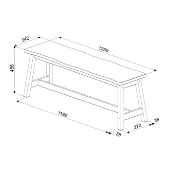 CRB206	Black Corona live edge large dining bench