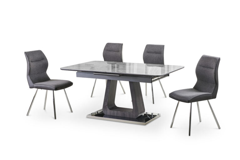 Zermatt Extendable Dining Table(160 – 200) (Grey Ceramic) with 6 Zermatt Chairs