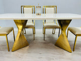 Ravello 160cm Cream & Gold Marble Dining Table