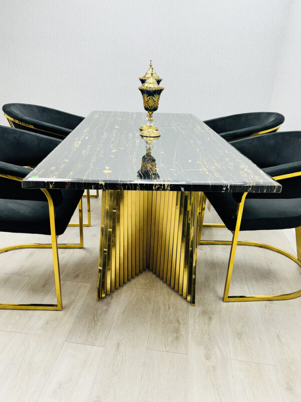 Ravello 180cm Black & Gold Marble Dining Table