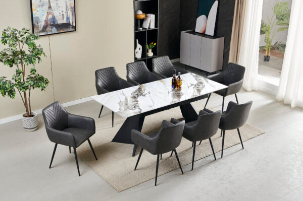 Chicago Extending 160cm to 200cm Cream & Gold Ceramic Table