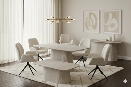 Davos Beige Oval Ceramic Dining Table