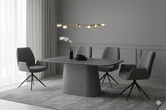 Davos Grey Oval Ceramic Dining Table