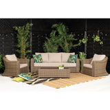 Inde 3 Seater Sofa with 2 Armchairs and Coffee Table in Brown Rattan - Italiancityfurniture